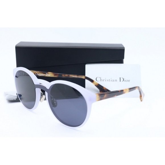 Christian Dior Ondel X8WA9 Round White Tortoise Sunglasses Gray Lenses 59mm - Picture 1 of 7